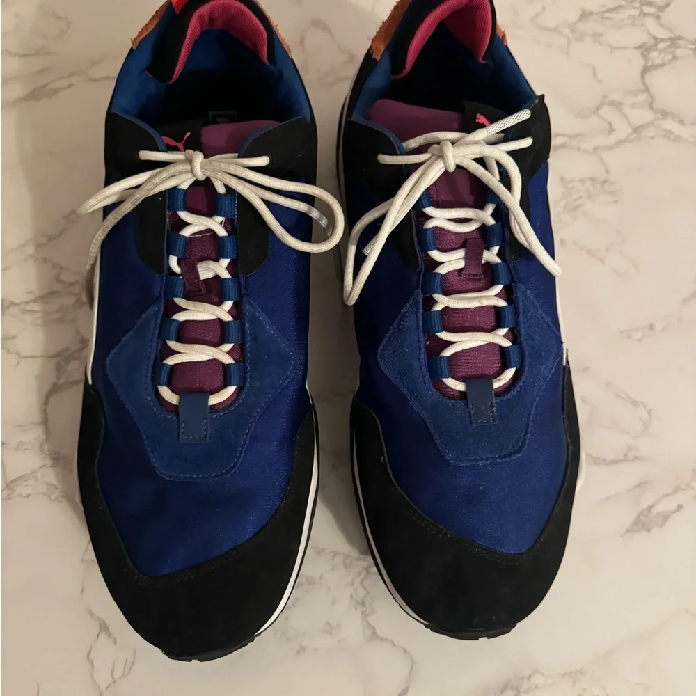 Puma Blue and Black Sneakers with White Accents